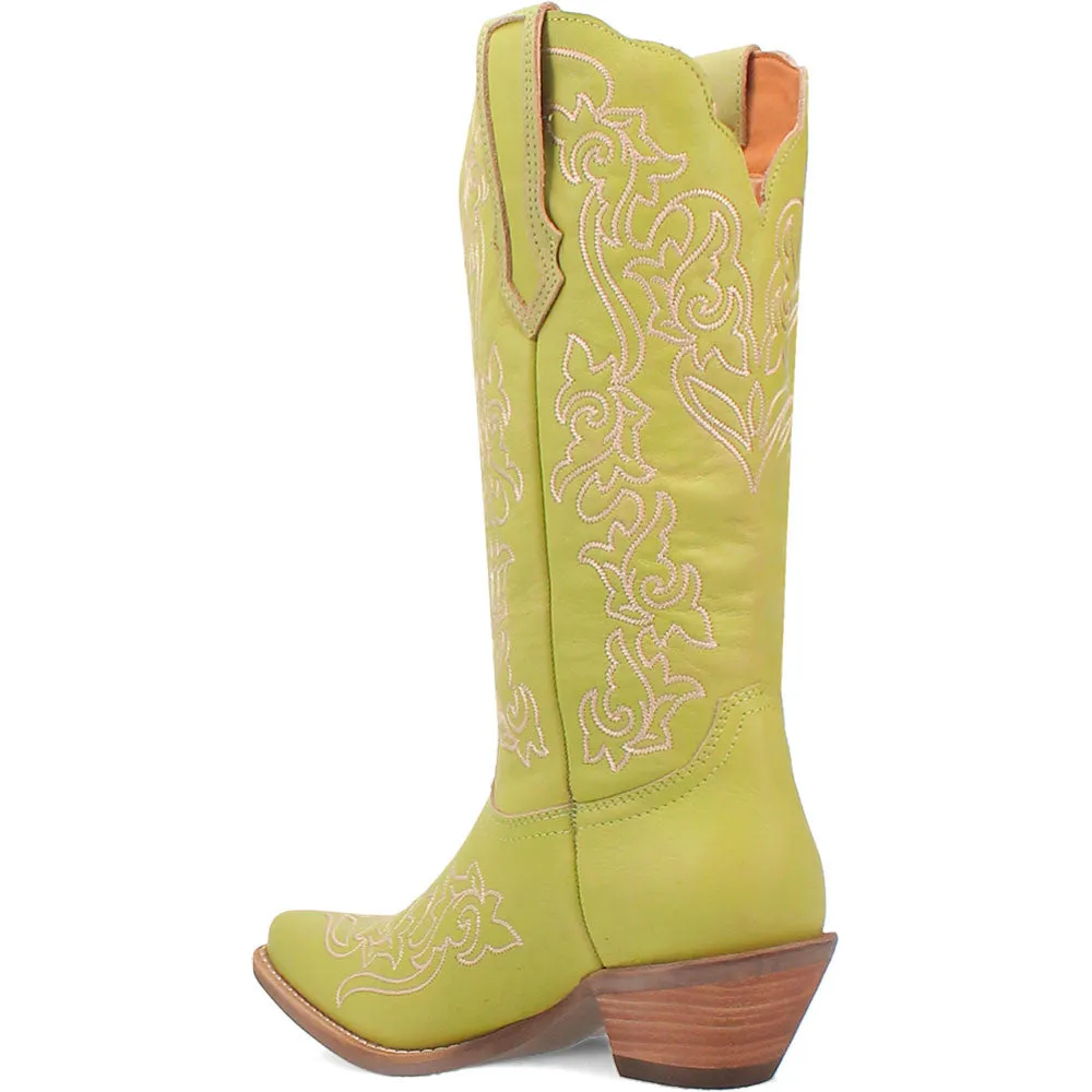 Dingo's Flirty N' Fun Green Almond Toe Leather Boots