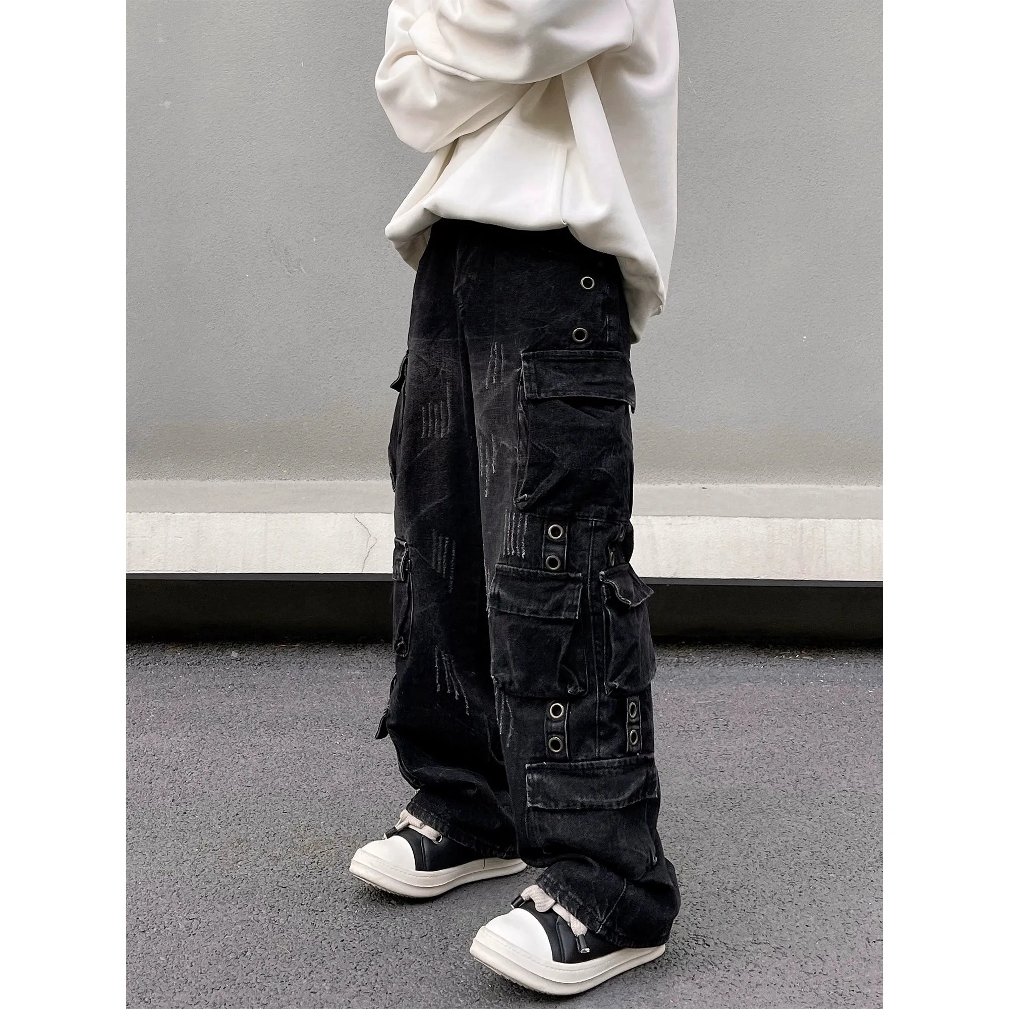 Distressed Utility Cargo Jeans