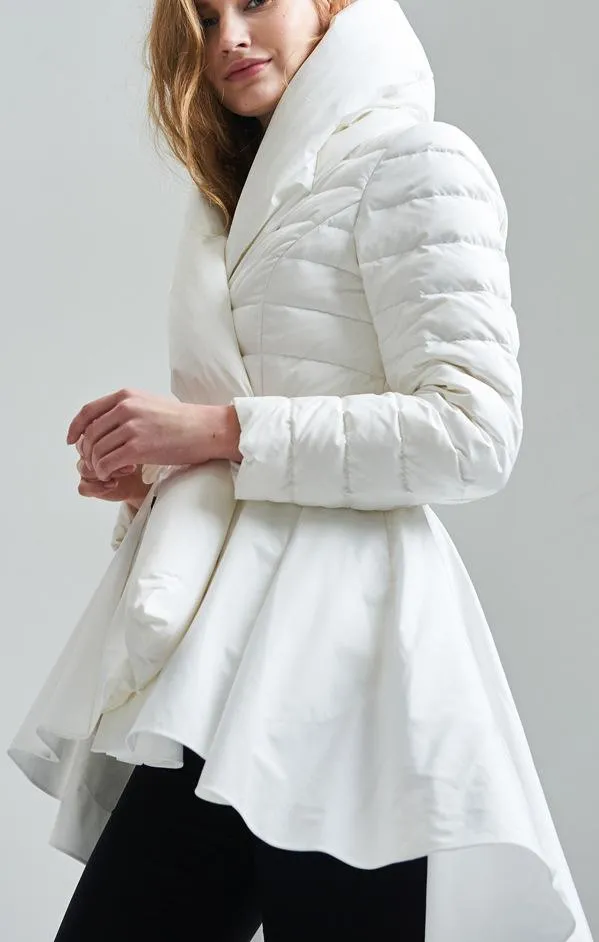 Down Coat with Skirt, White