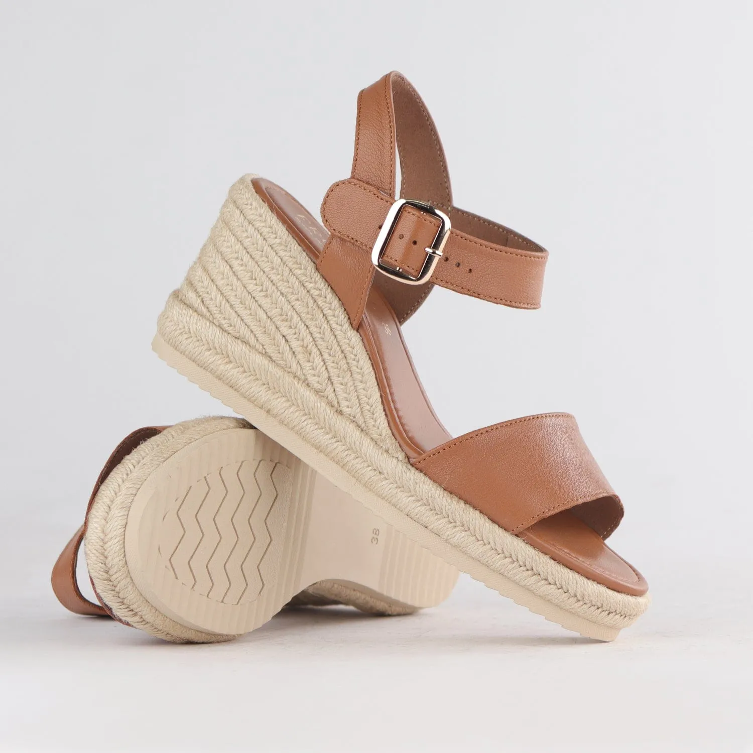 Espadrille Wedge Sandal in Tan - 12683