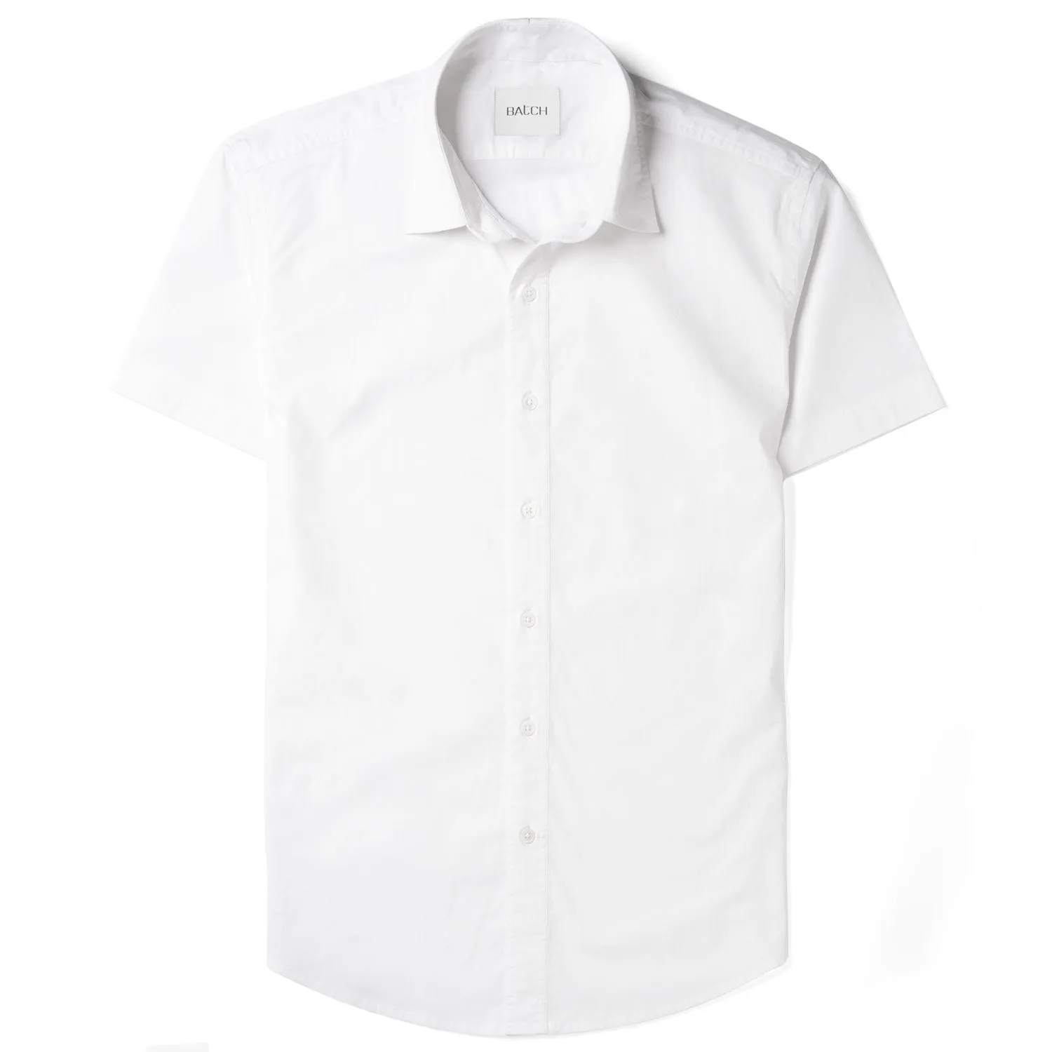 Essential Spread Collar Casual Short Sleeve Shirt - White Cotton Twill