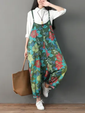 Everyday Wear Women's Casual Flowers Bibs Overalls