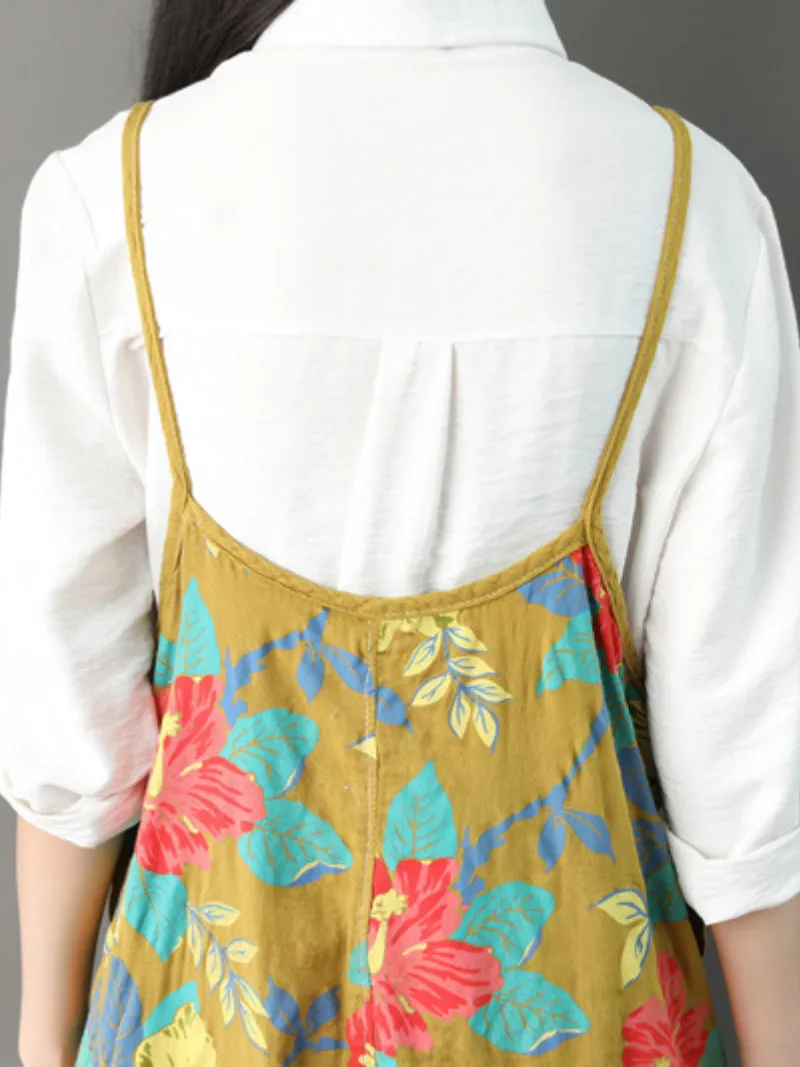 Everyday Wear Women's Casual Flowers Bibs Overalls