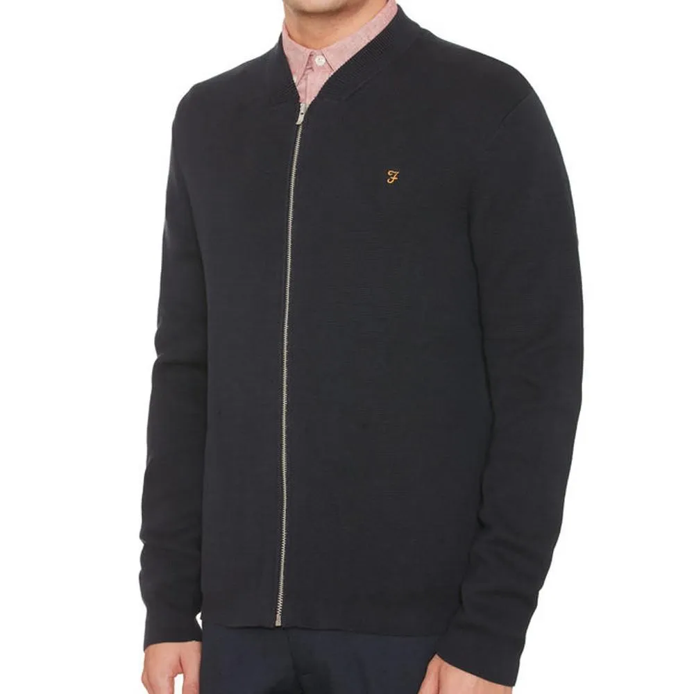 Farah Usher Milano Bomber Zip Knit - Navy