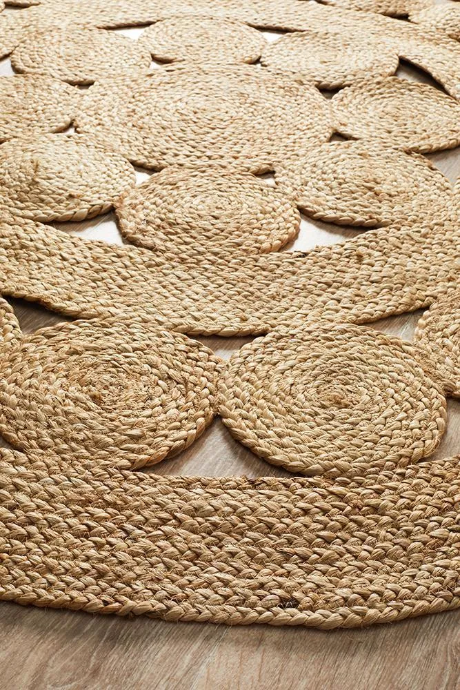 Flatweave Round Cotton Rug - Natural