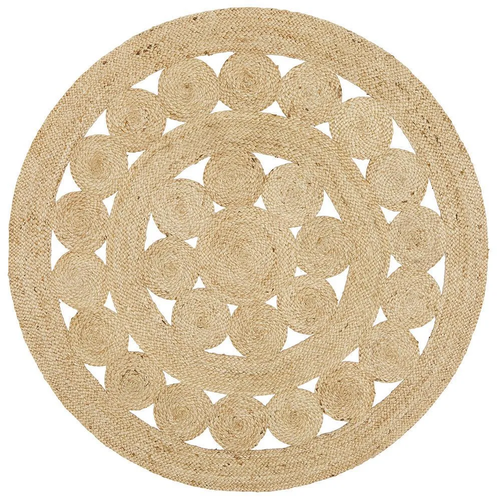 Flatweave Round Cotton Rug - Natural