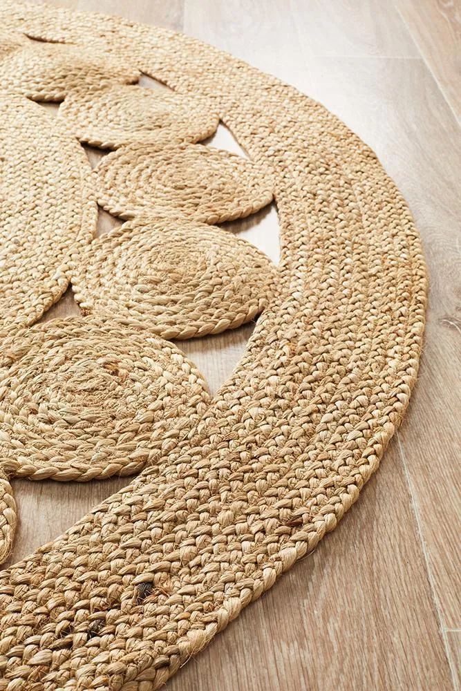 Flatweave Round Cotton Rug - Natural