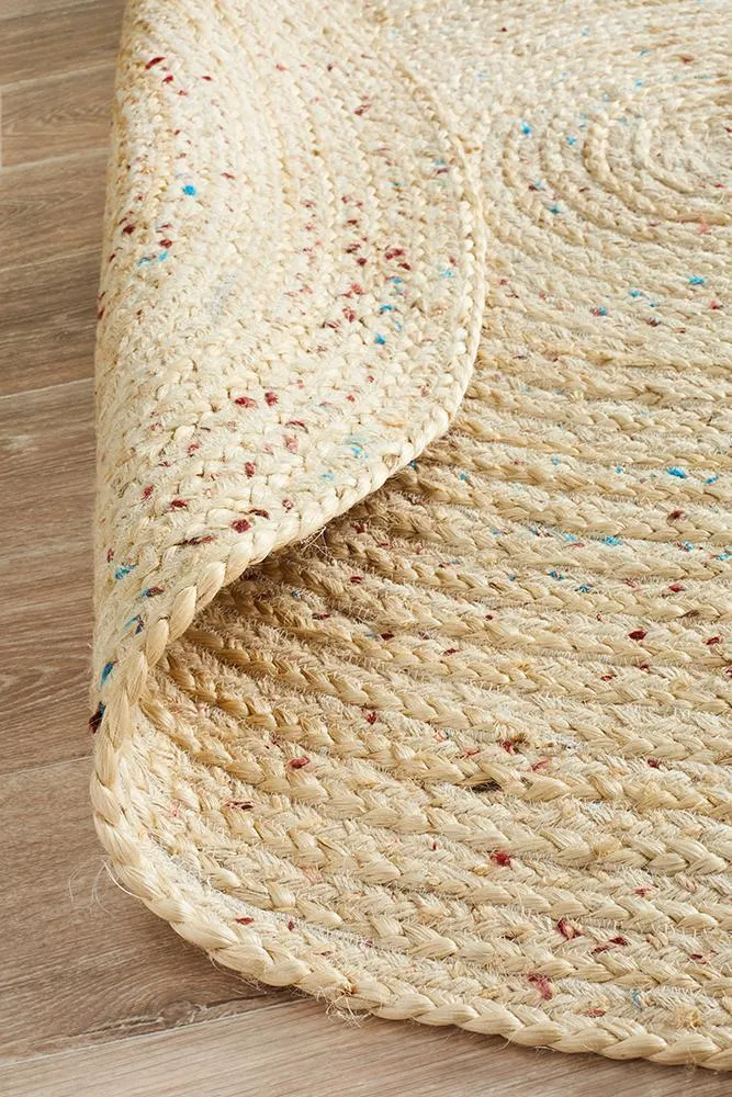 Flatweave Round Jute Rug - Bleached Speckle