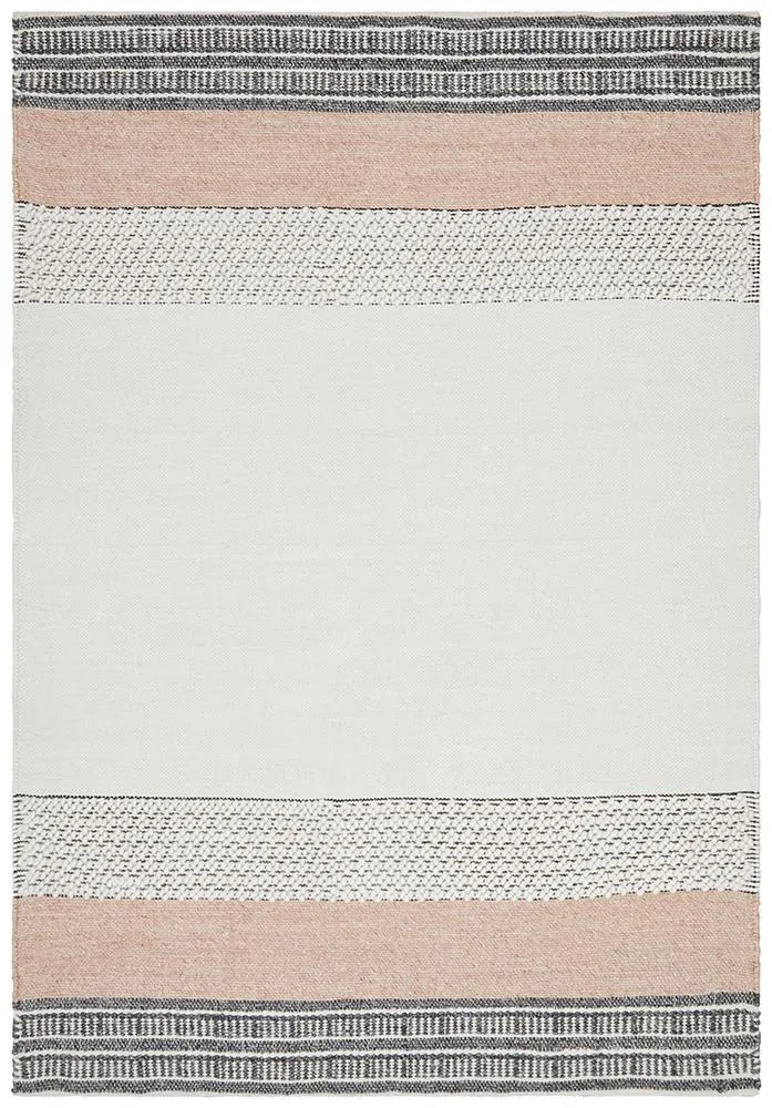 Flatwoven Textured Wool Blend Rug - Peach