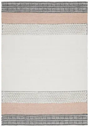 Flatwoven Textured Wool Blend Rug - Peach