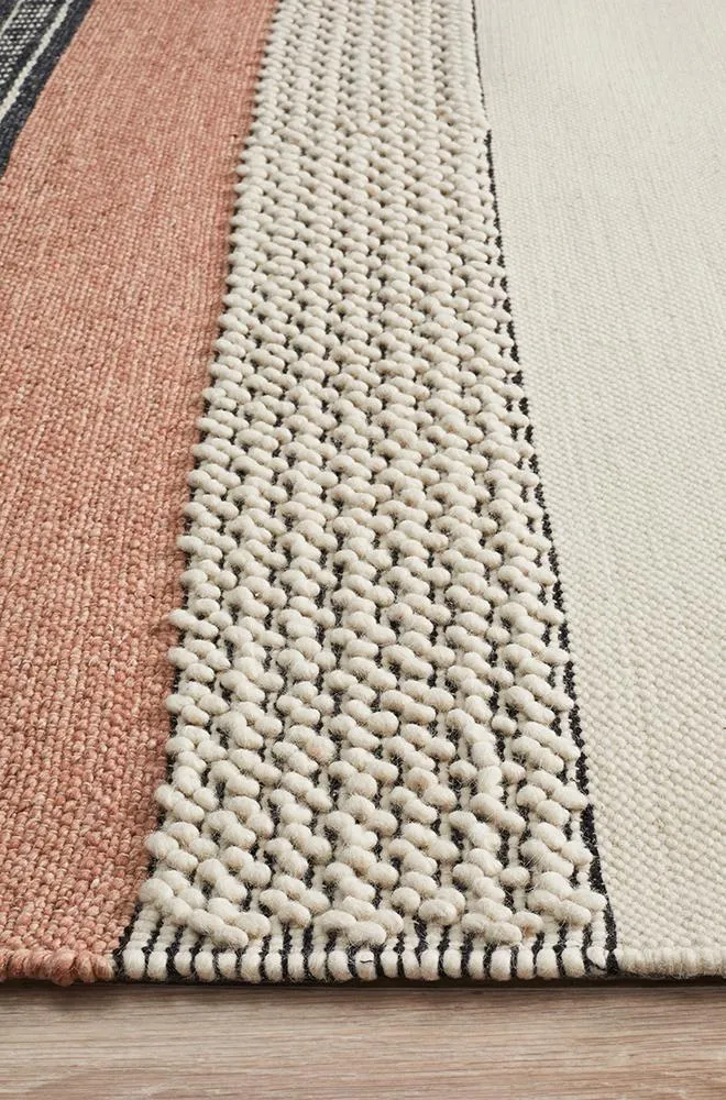 Flatwoven Textured Wool Blend Rug - Peach