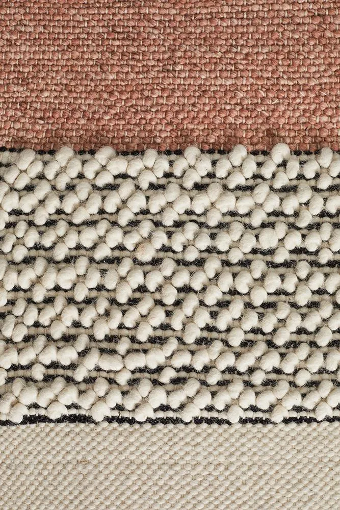 Flatwoven Textured Wool Blend Rug - Peach