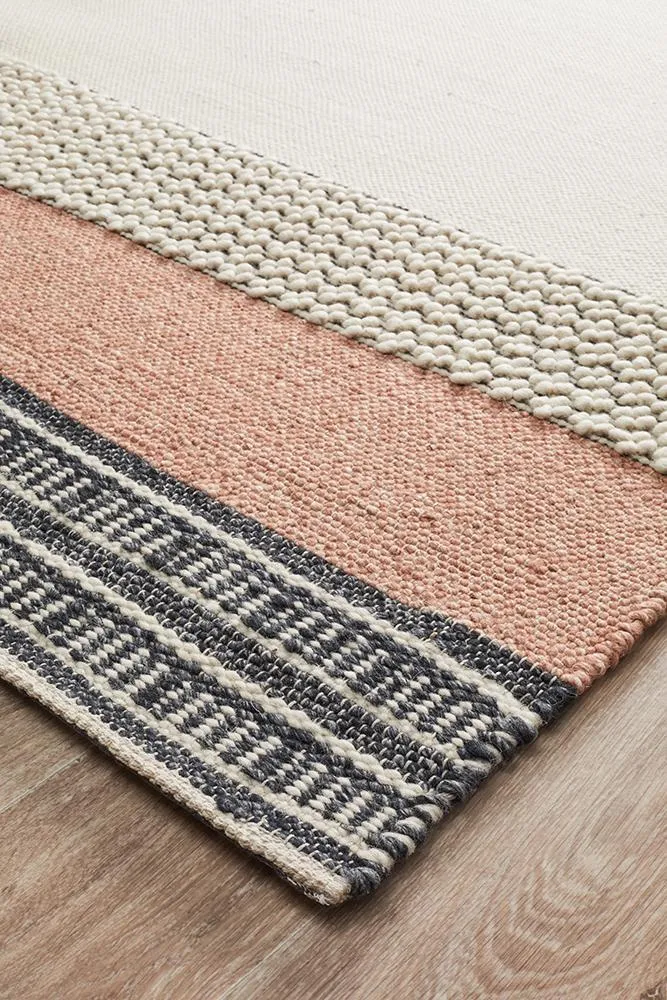 Flatwoven Textured Wool Blend Rug - Peach