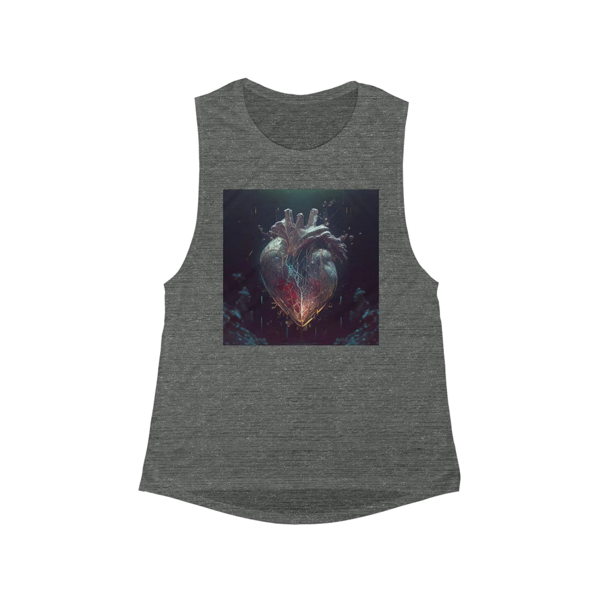 For Her -Flowy Scoop Muscle Tank - AI Art - Mending Heart