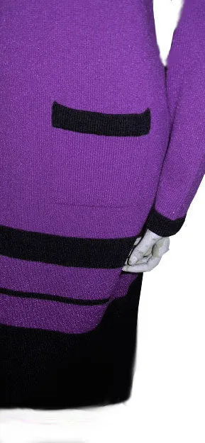 *FROM MY OWN PERSONAL COLLECTION - VINTAGE DON SAYRES FOR WELLMORE SAKS FIFTH AVENUE SANTANA KNIT DRESS IN AMETHYST & CHARCOAL