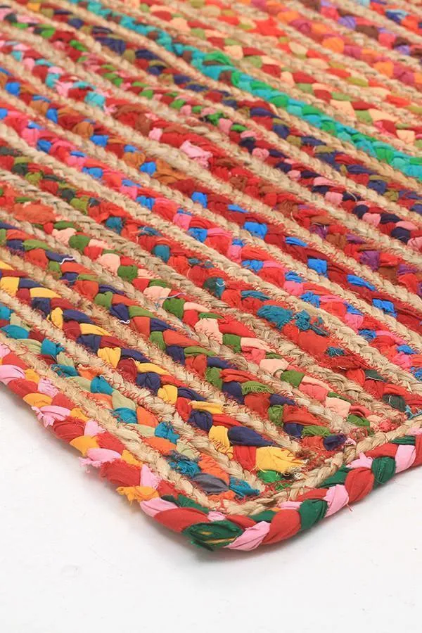 Hand-braided Blend Cotton Jute Rug - Multi