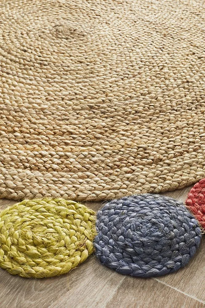 Hand-braided Round Cotton Rug - Multi