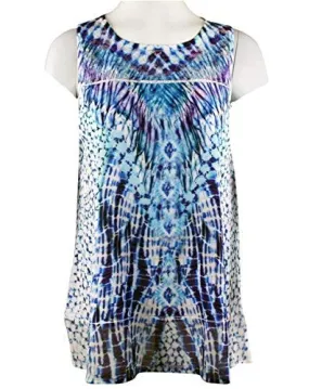 Impulse California - Blue Fusion, Sleeveless, Lace Detailing Tunic Tank Top