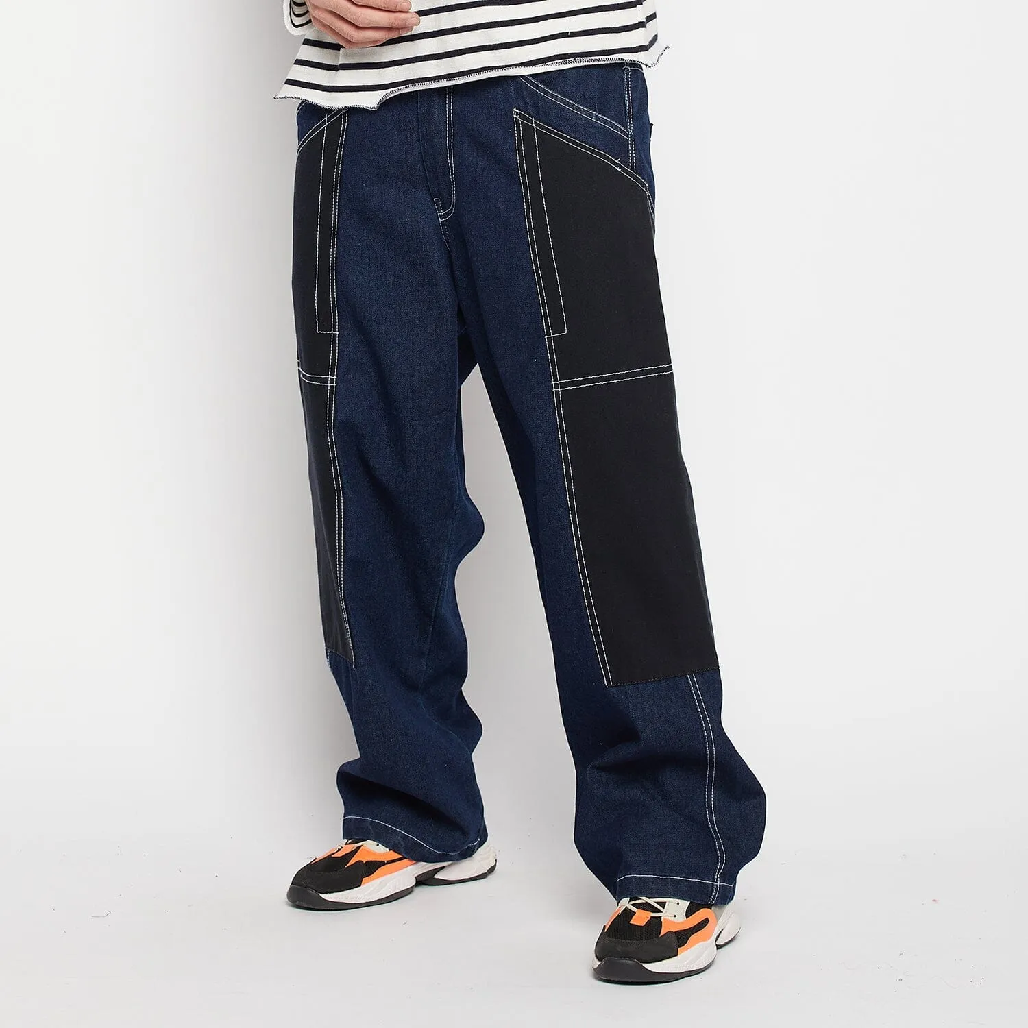 Indigo Contrast Stitched Double Panel Jeans