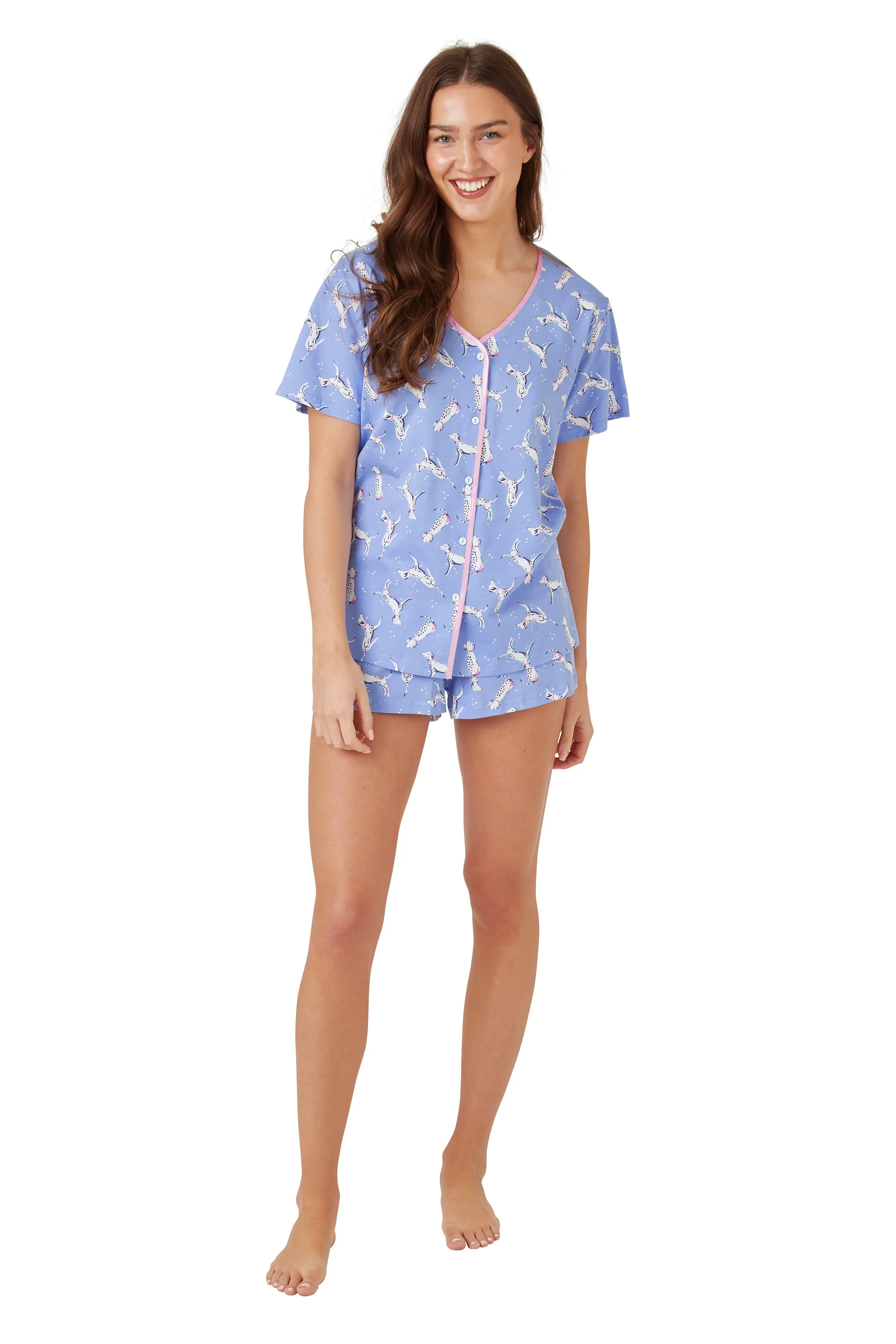 Indigo Sky Dalmatian Print Cotton Pyjama Shorts Set