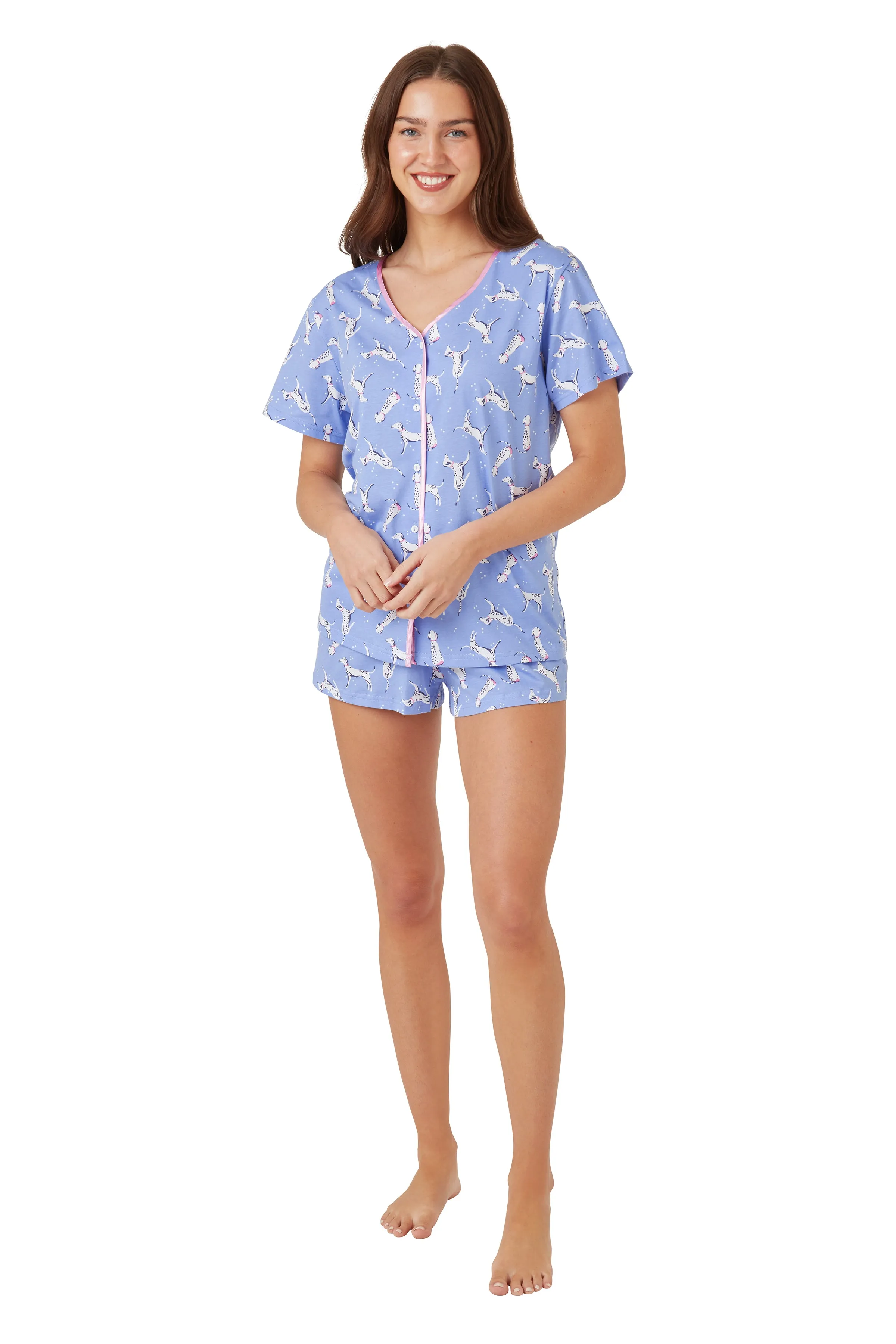 Indigo Sky Dalmatian Print Cotton Pyjama Shorts Set