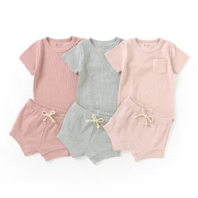 JBØRN Organic Cotton Ribbed Baby T-Shirt & Shorts Set