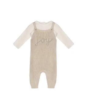 Joy Emb Chunk Sweater Baby Overall Bodysuit Stone