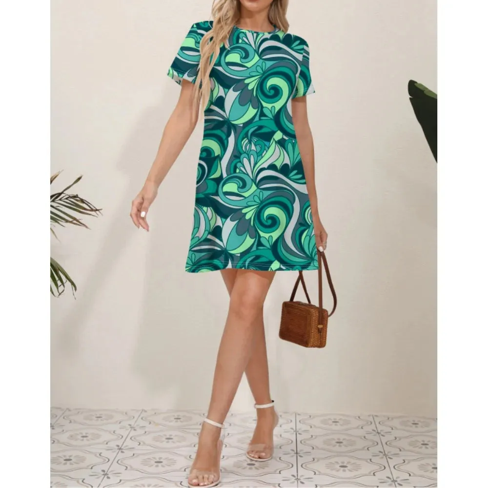 Julia Fashion - Elegant Flower Slim Fit Round Neck Vestido Mini Dress