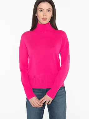 Kinross Cashmere Rib Funnel Neck Jumper In Rosetta LFSC3-157