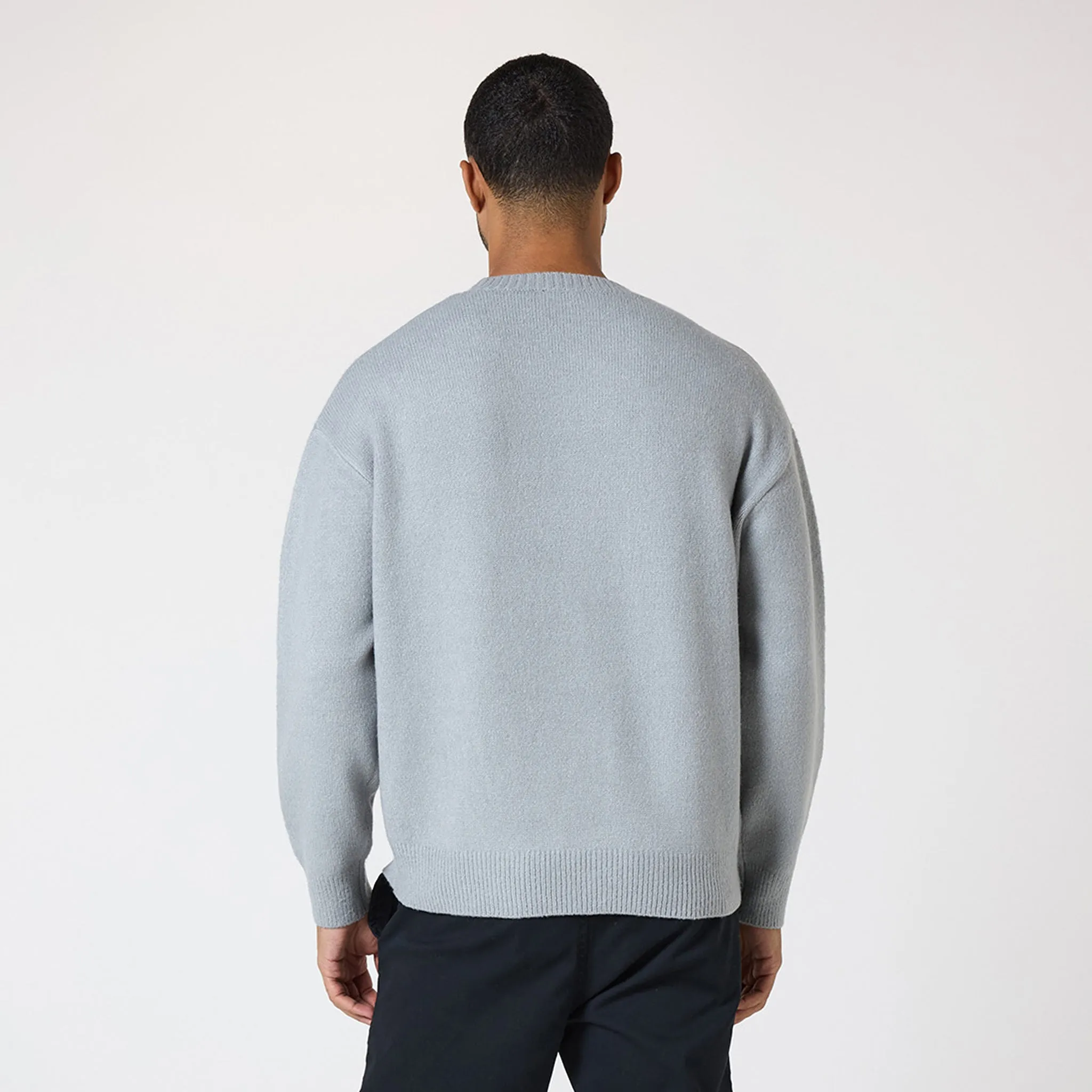 Knit Inital Crewneck | Light Grey