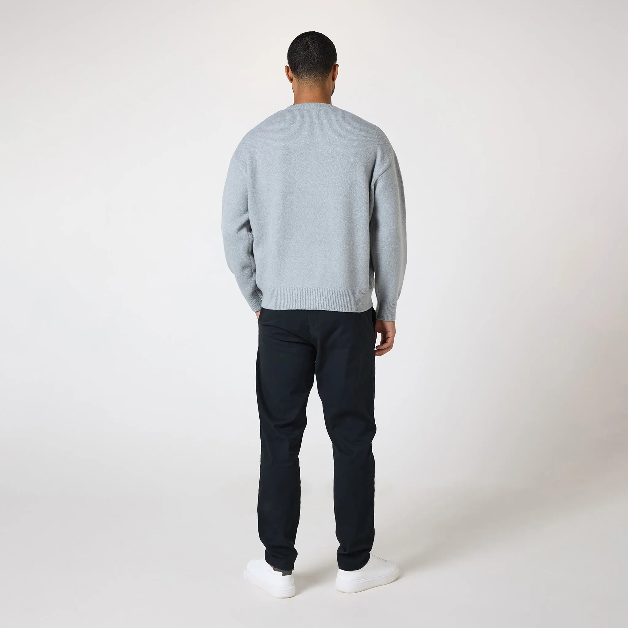 Knit Inital Crewneck | Light Grey