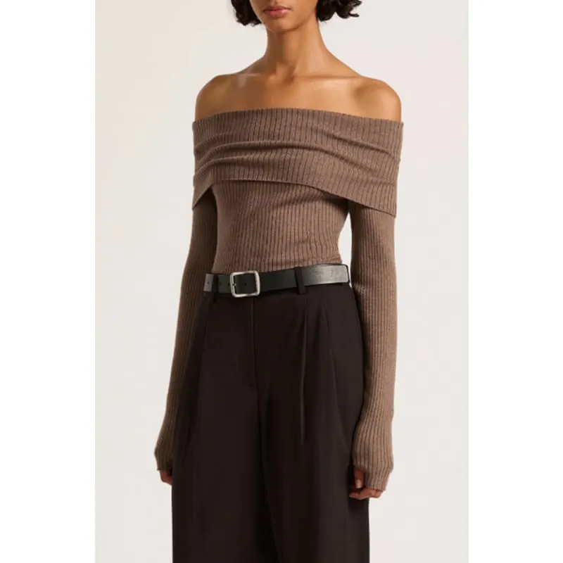 Krishna Off Shoulder Knit | Mocha