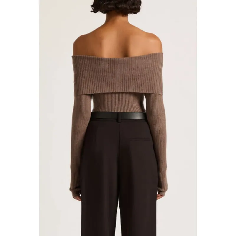 Krishna Off Shoulder Knit | Mocha