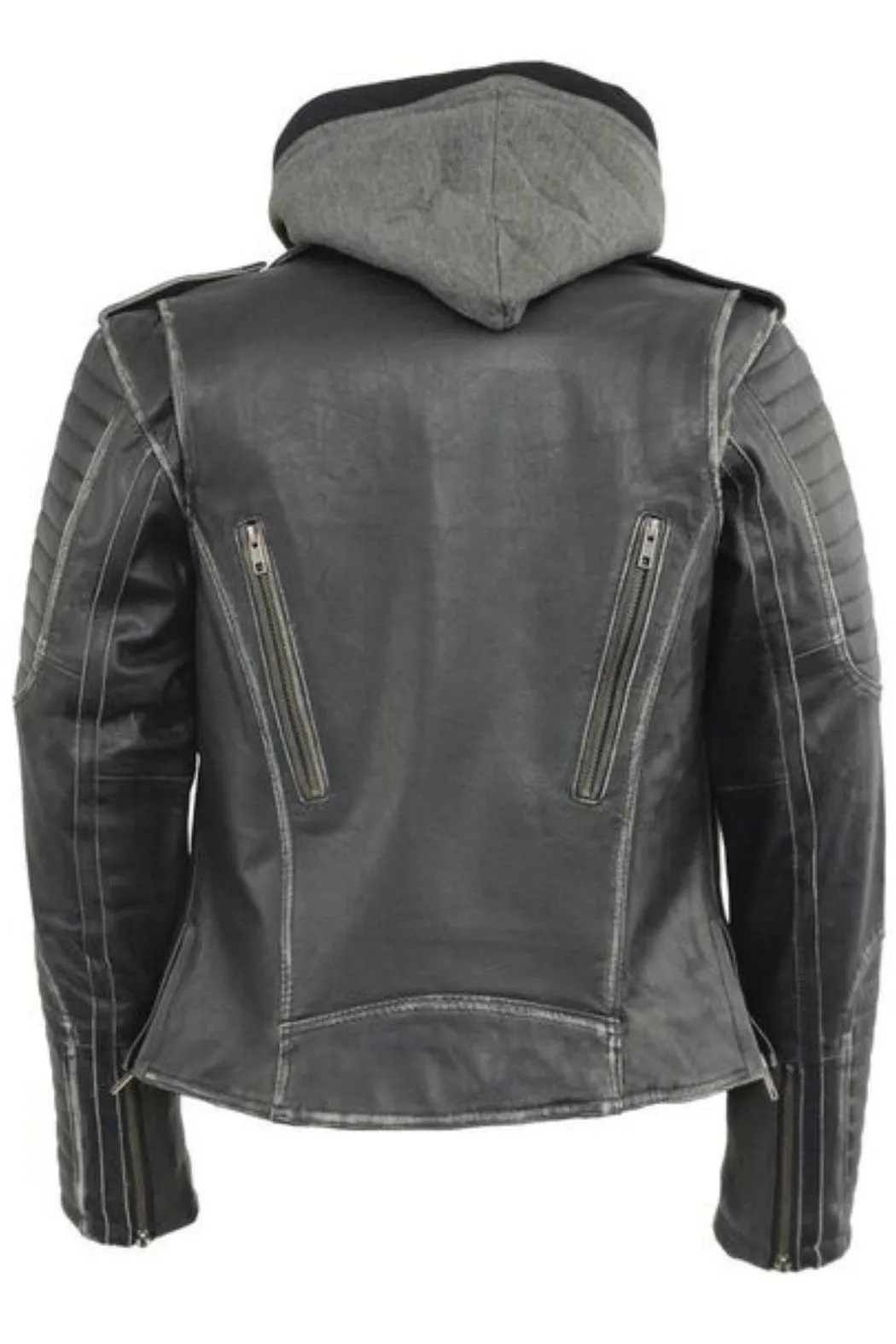 Ladies Distressed Jacket with Hood #2516