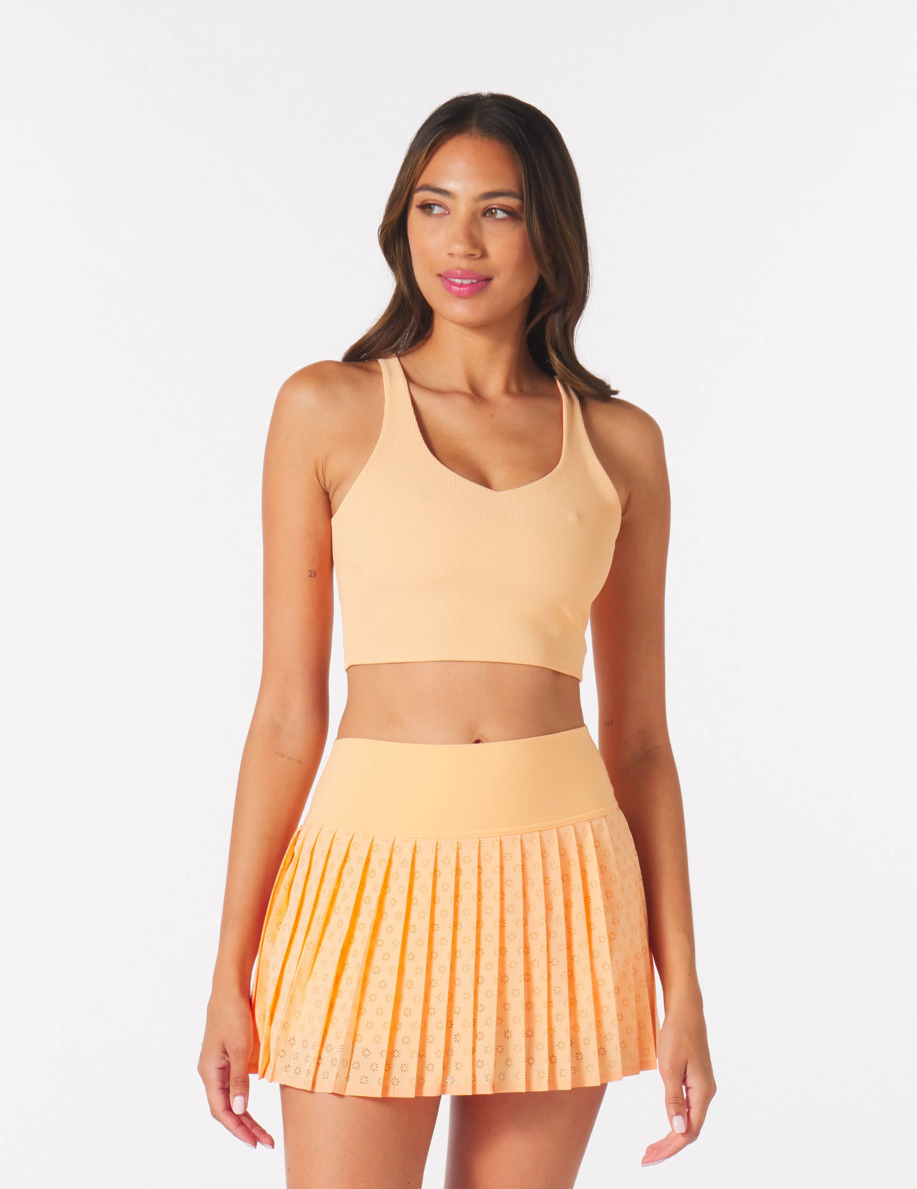 Laser Cut Sunrise Skirt: Orange Wine