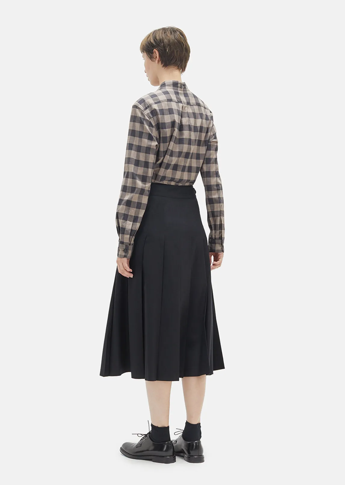 Lightweight Flannel Pleated Wrap Skirt