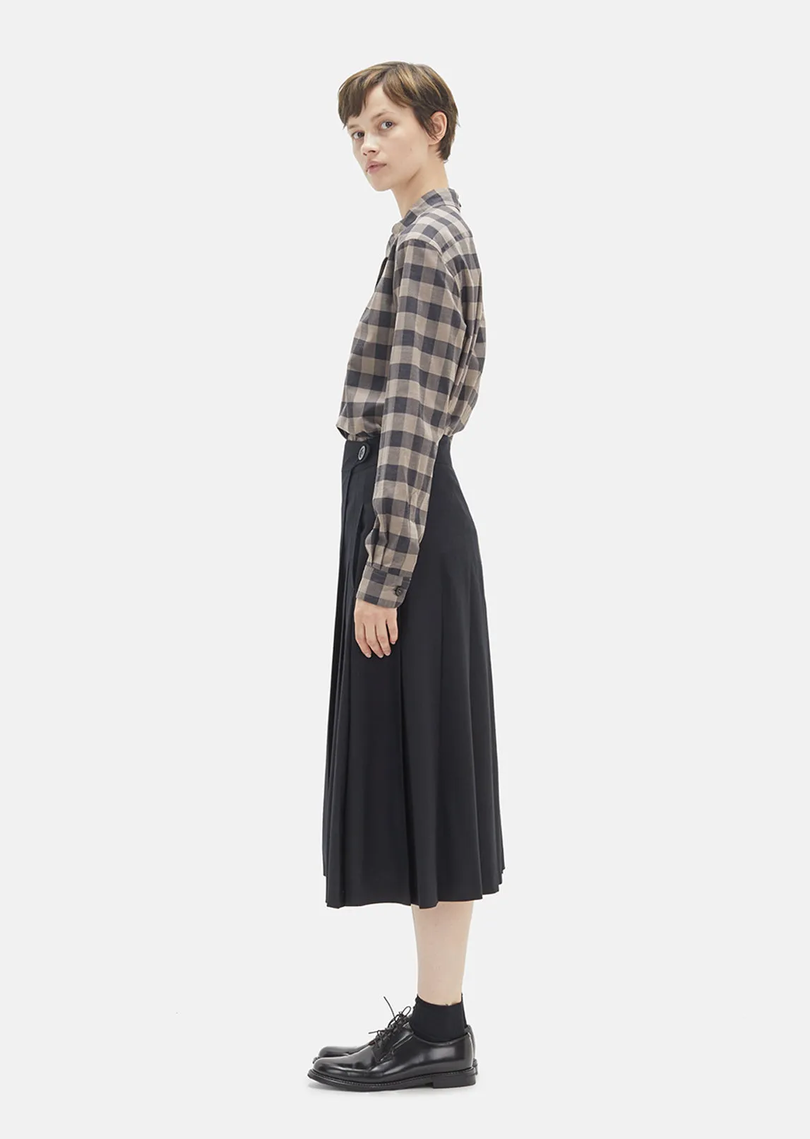 Lightweight Flannel Pleated Wrap Skirt