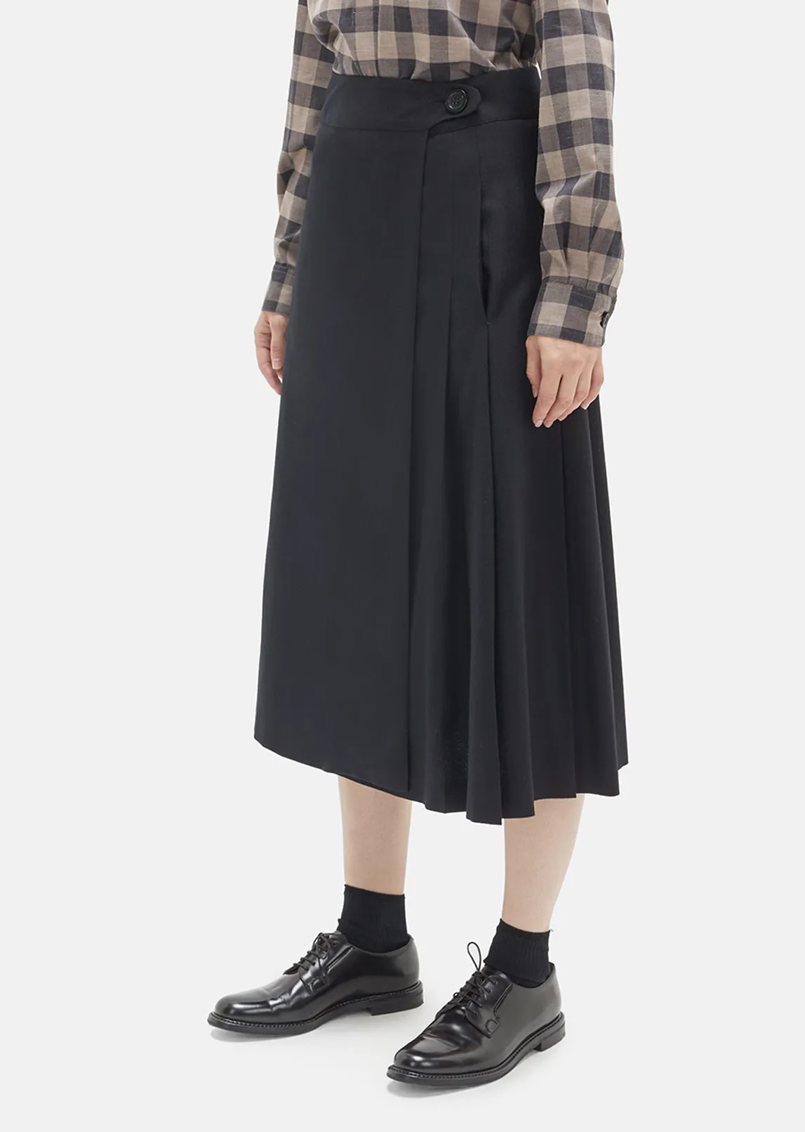 Lightweight Flannel Pleated Wrap Skirt