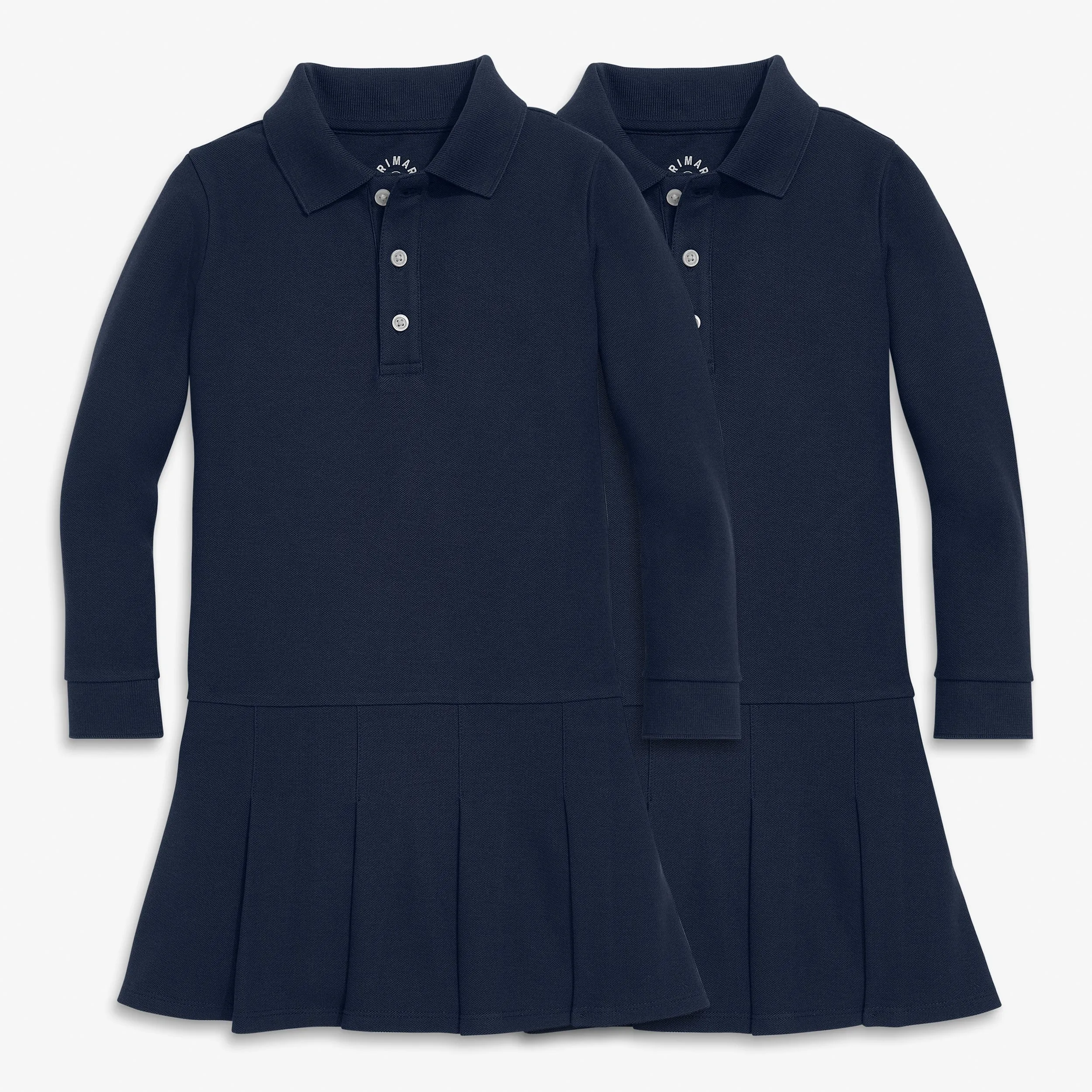 Long sleeve pique polo dress 2-pack