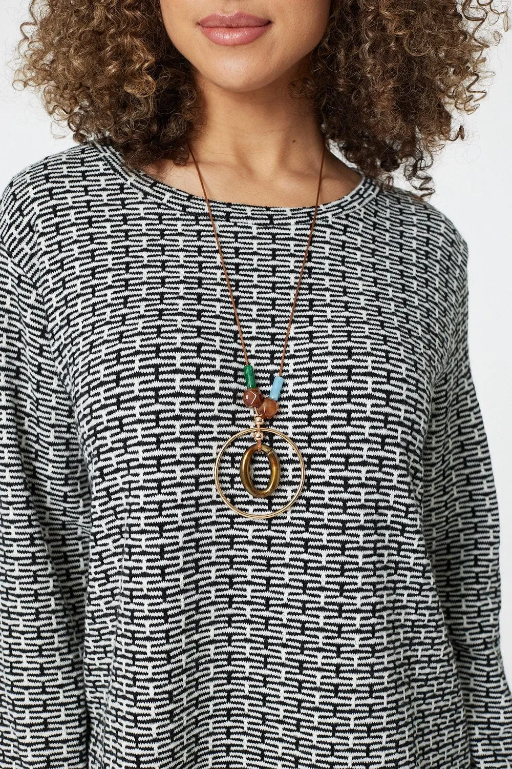 Long Sleeve Top with Necklace