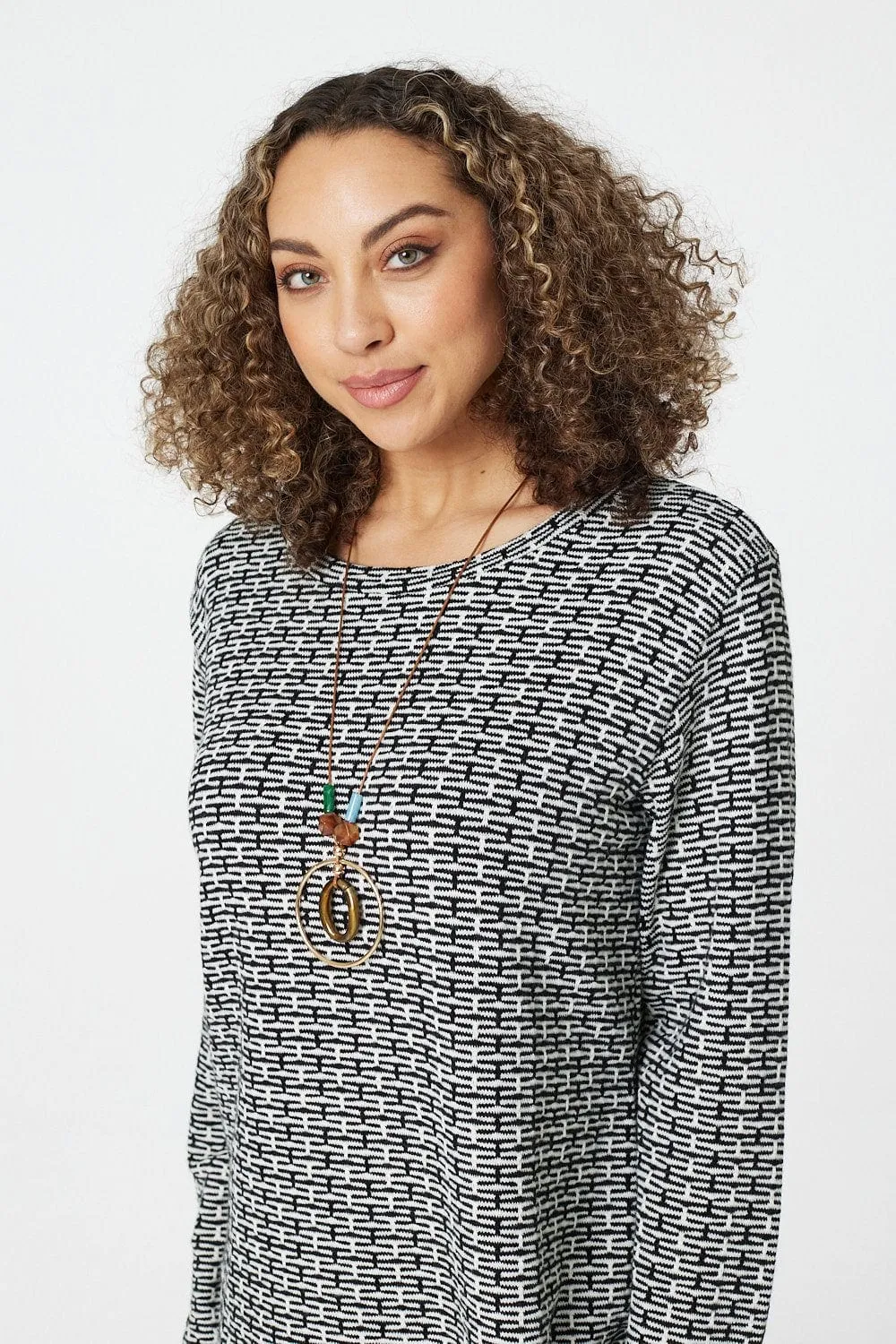 Long Sleeve Top with Necklace