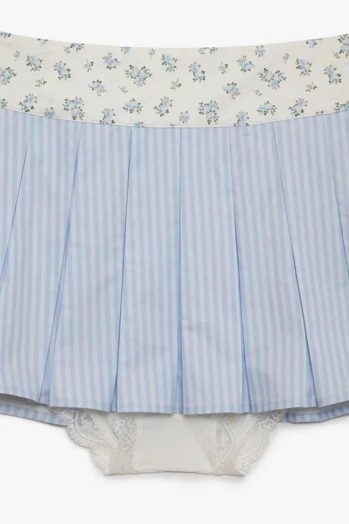 Louisa Poplin Mini Skirt ~ Blue