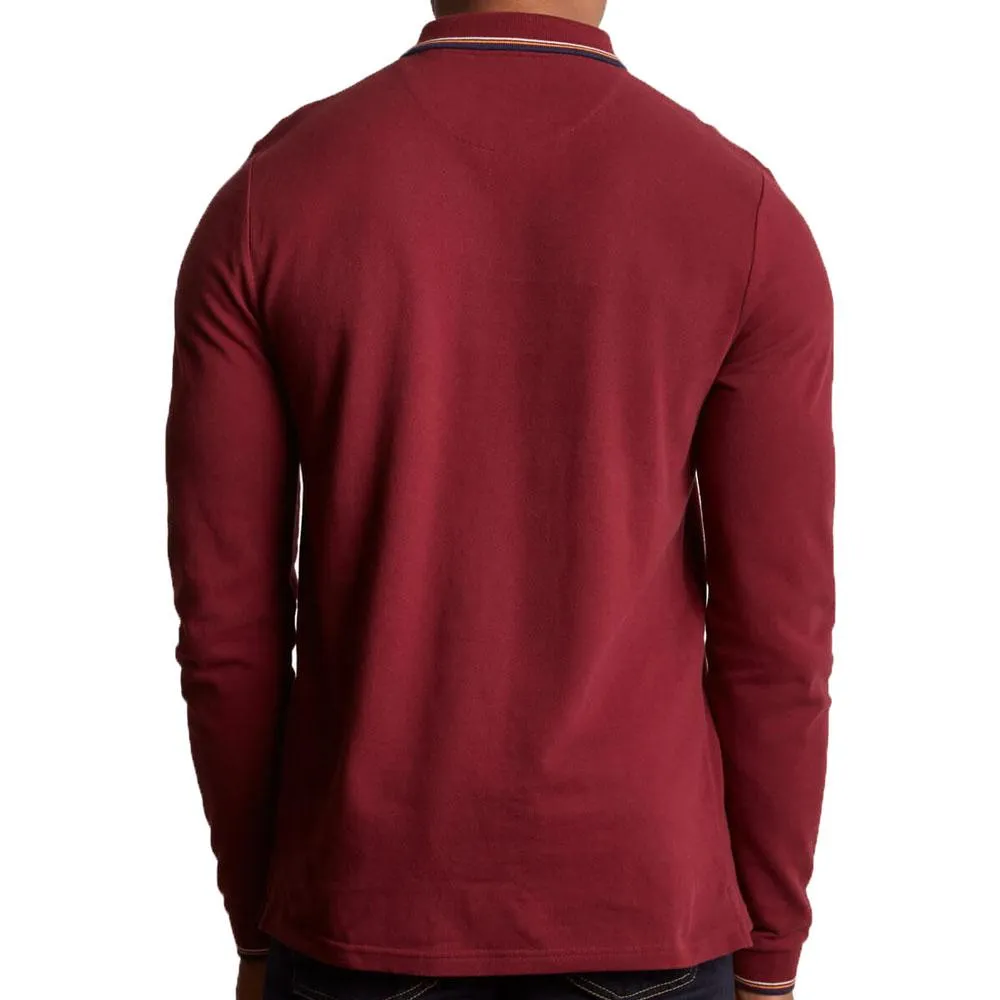 Lyle & Scott Long Sleeve Tipped Polo Shirt - Burgundy Claret Jug