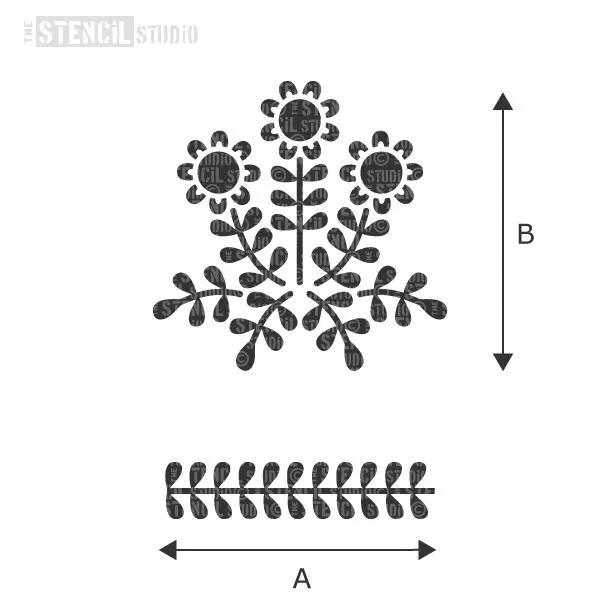 Marjorie Flowers & Leaf Border Stencil