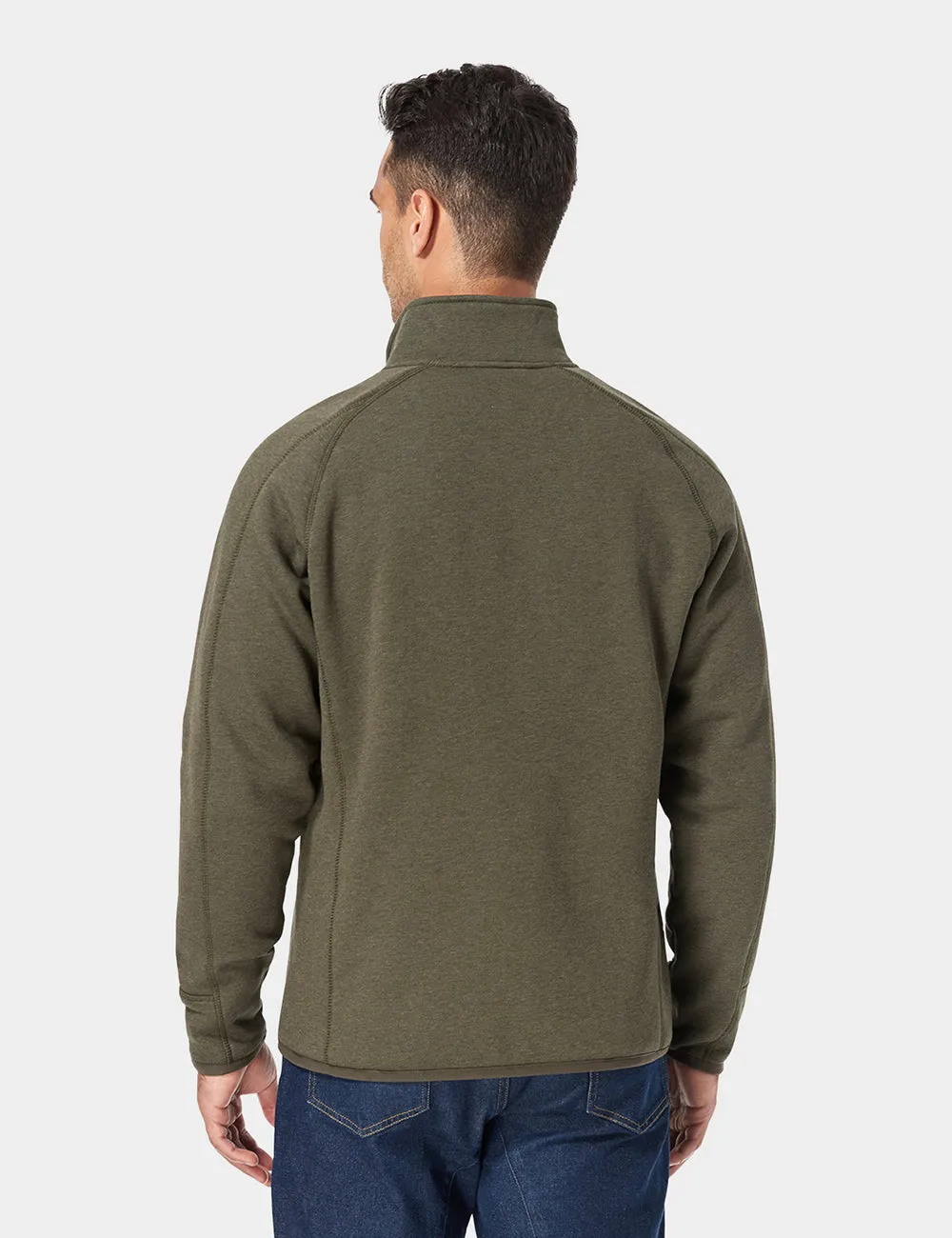 Men's Heated Fleece Jacket - Black/ Army Green/ Red