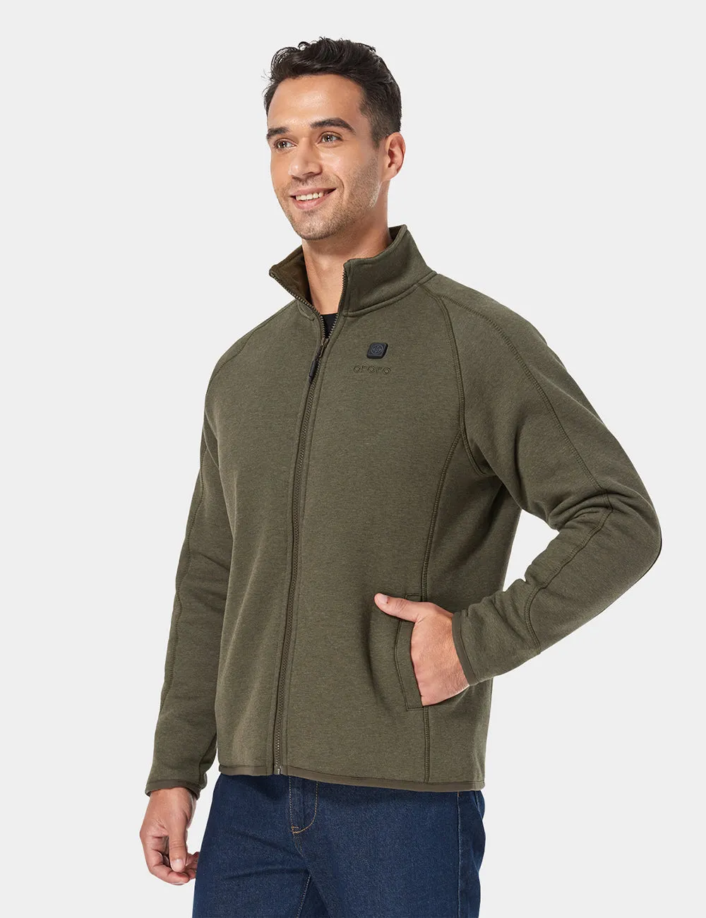 Men's Heated Full-Zip Fleece Jacket - Green