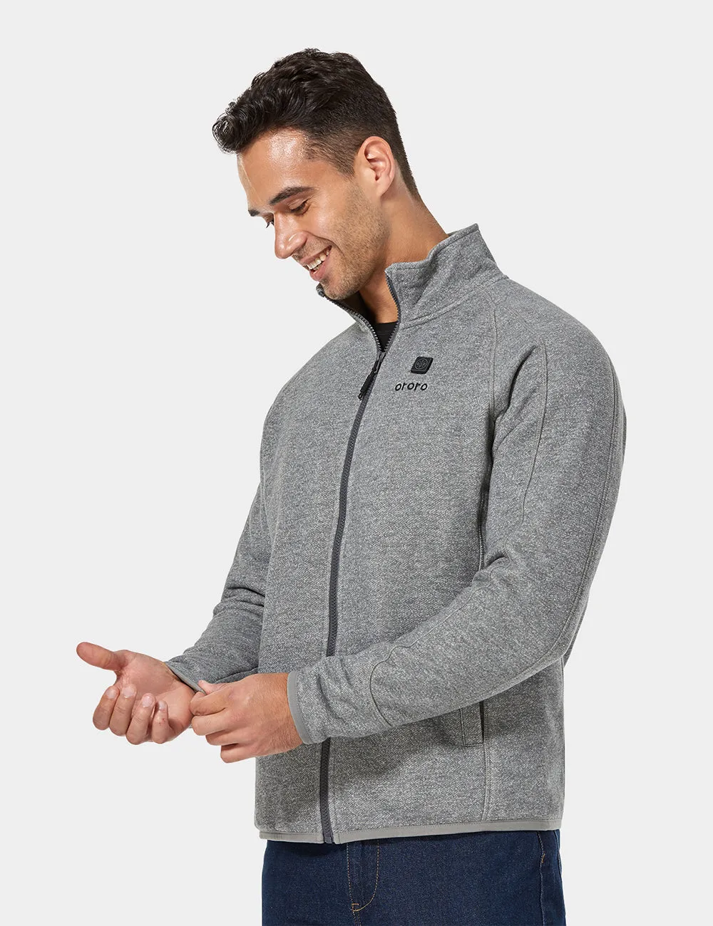 Men's Heated Full-Zip Fleece Jacket - Grey