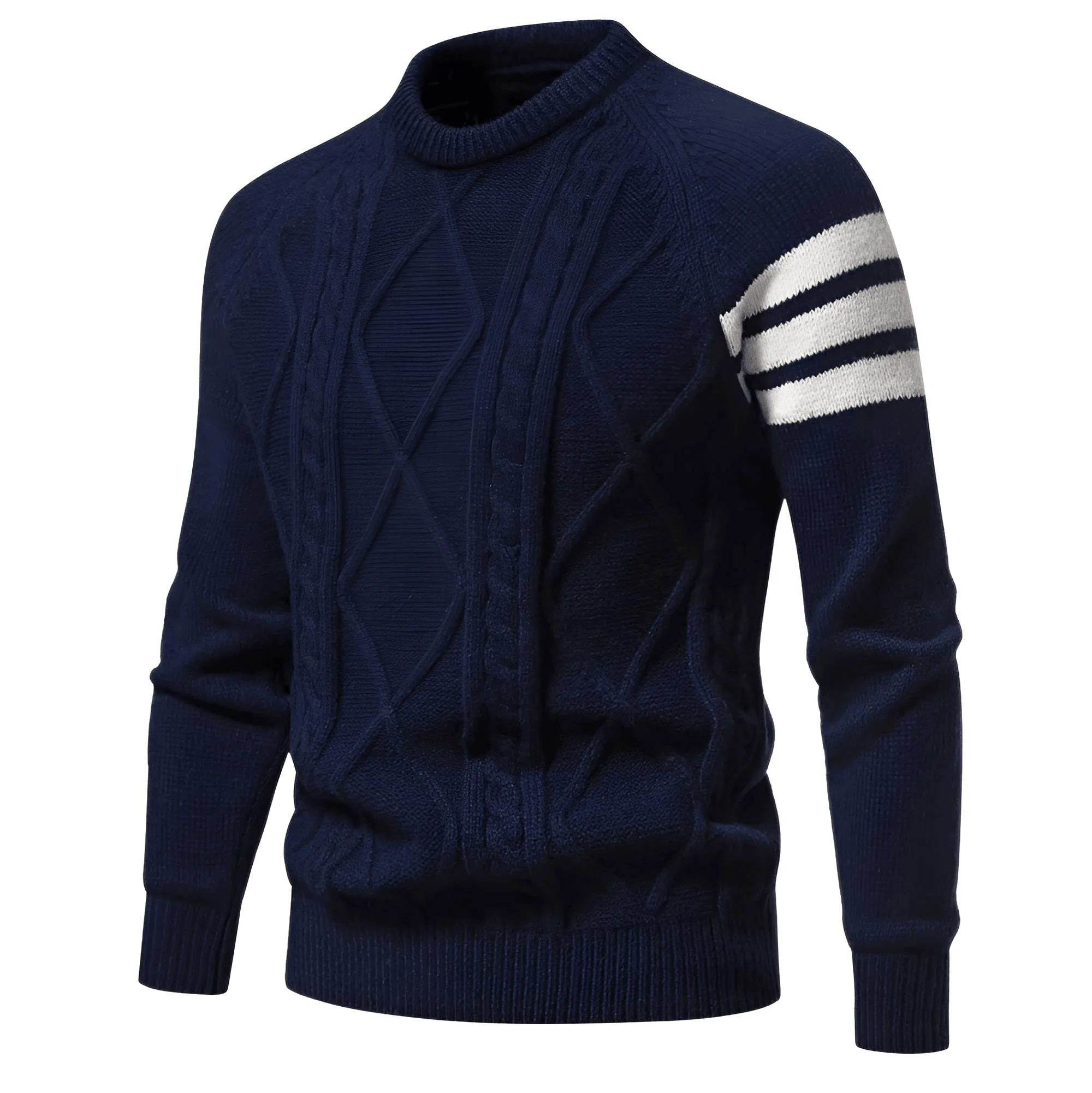 Men's Trendy Pullover Sweaters High Quality Round Neck Tight Casual Mens Fashion