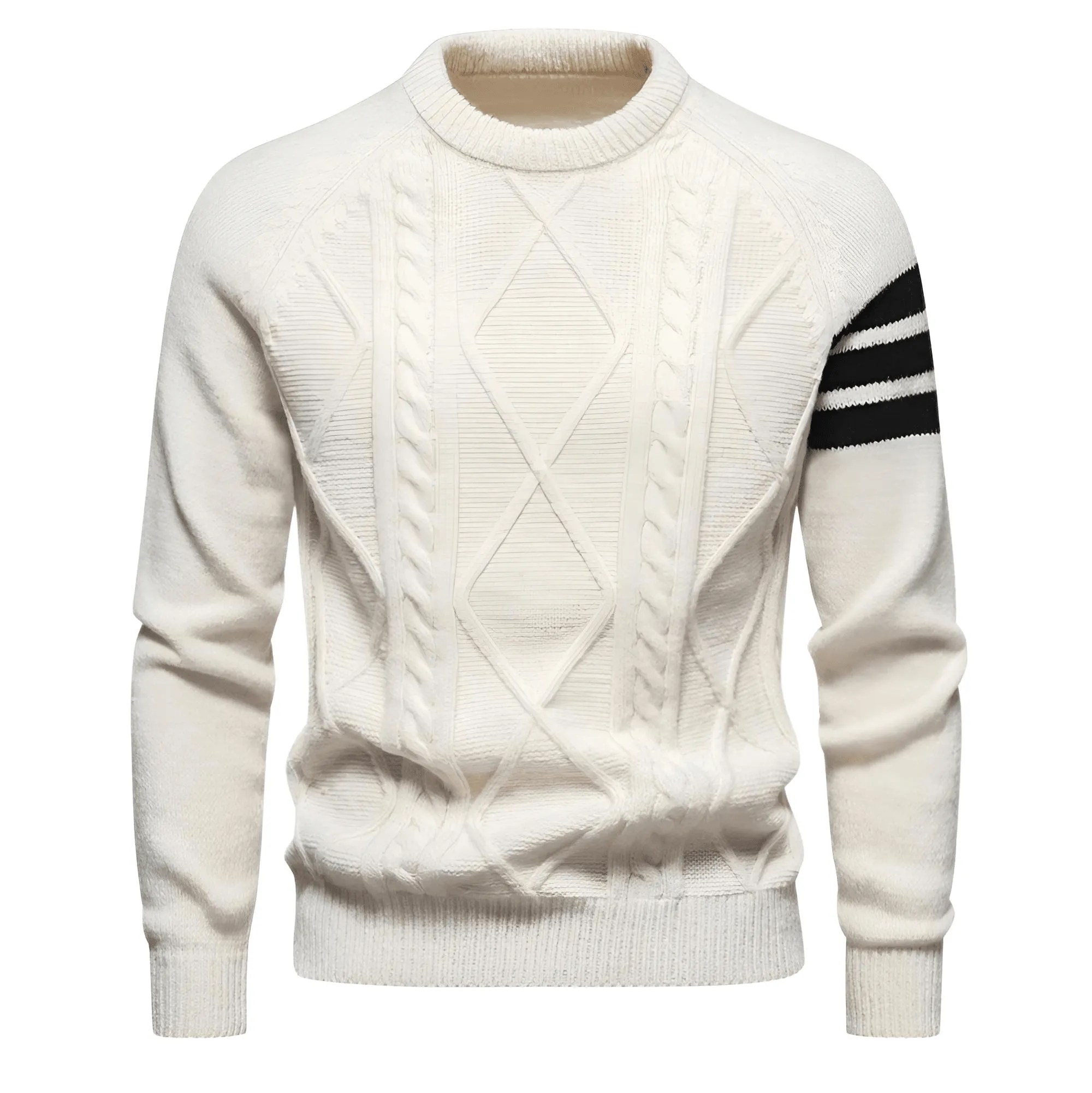 Men's Trendy Pullover Sweaters High Quality Round Neck Tight Casual Mens Fashion