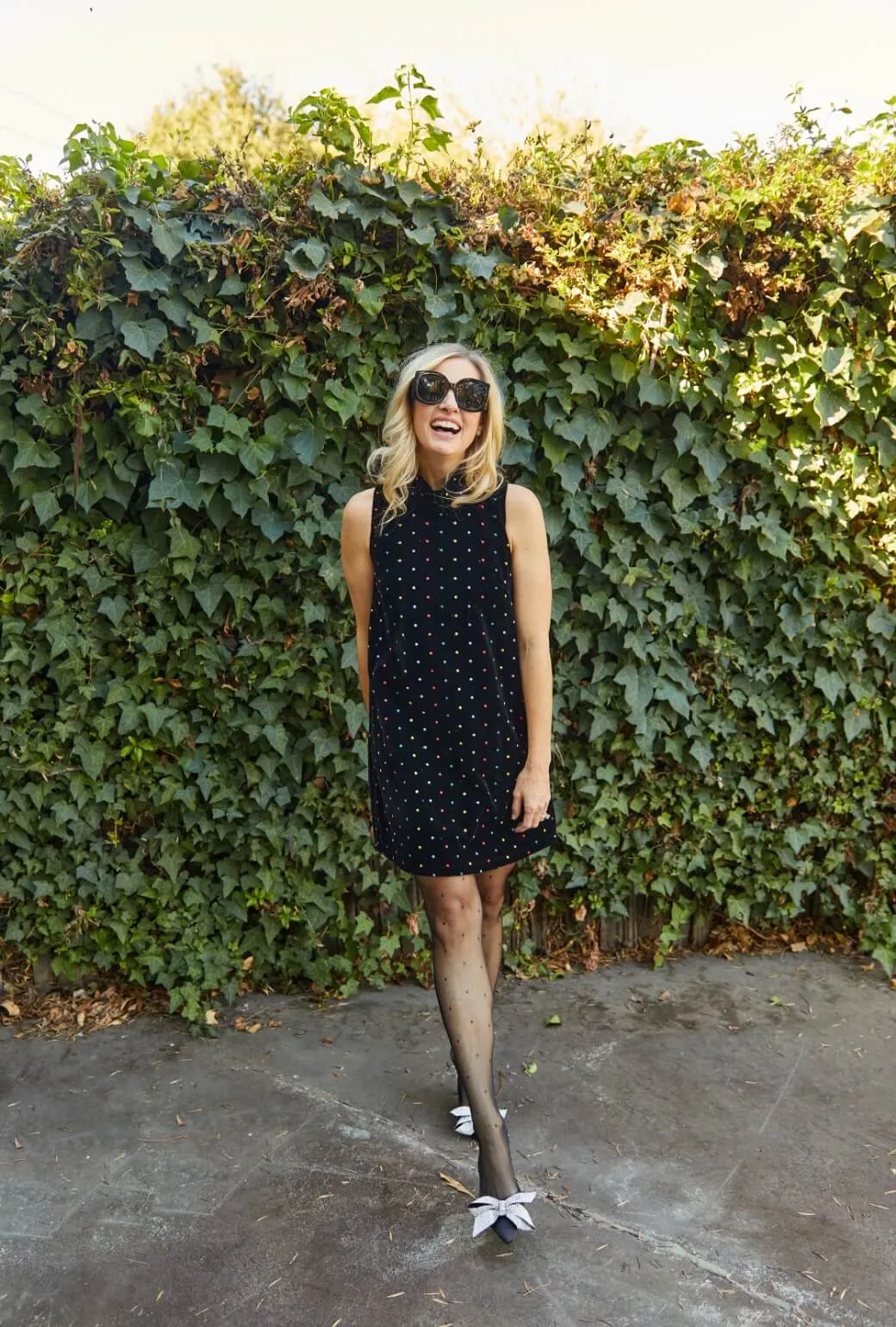 MINI Mod Dress - Embroidered Dot Black Velvet